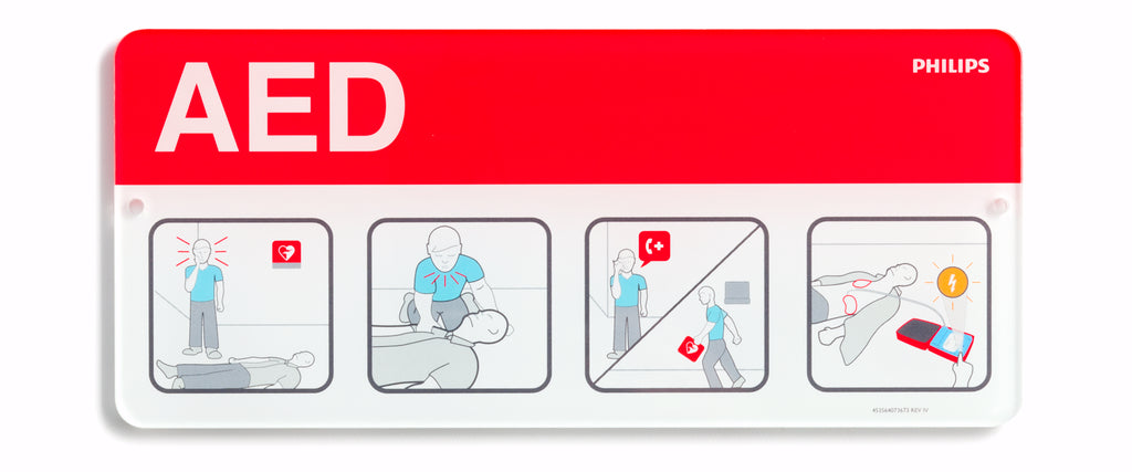 AED Awareness Placard ‚ Red - English
