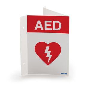 AED Wall Sign - Red (can be mounted 3 ways) - English