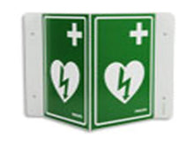 Load image into Gallery viewer, AED Wall Sign - Green (can be mounted 3 ways) - International (no text)
