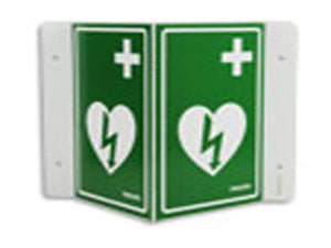 AED Wall Sign - Green (can be mounted 3 ways) - International (no text)