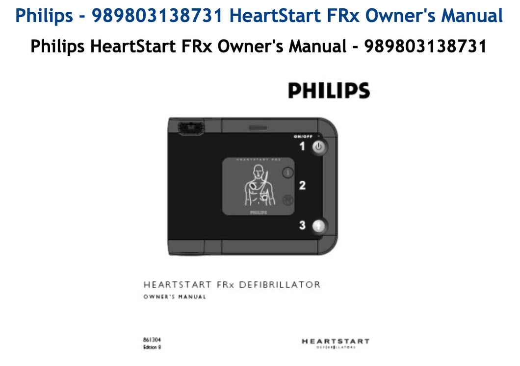 Manual, Owner - HeartStart FRx - English
